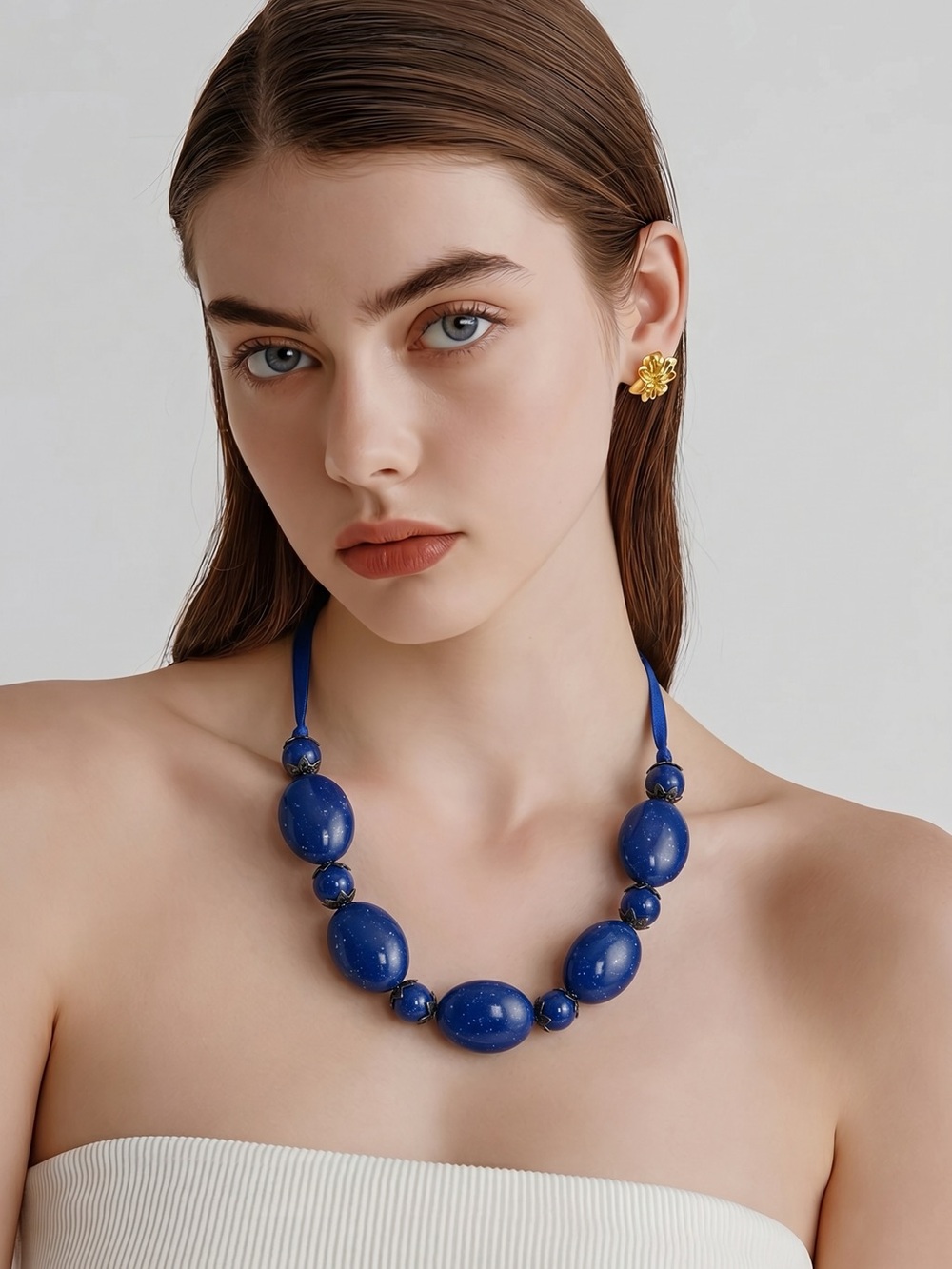 Statement Blue Bead Necklace - Women Jewelry